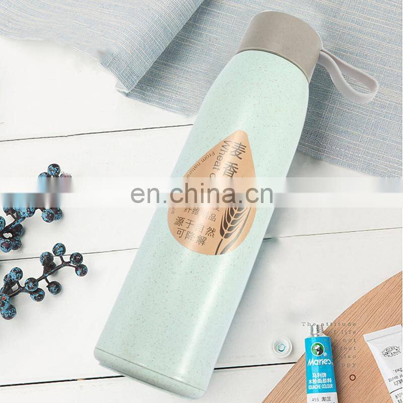 Wholesale Wheat Straw Bottle Double Wall Glass Drinking Water Bottle Bpa Free