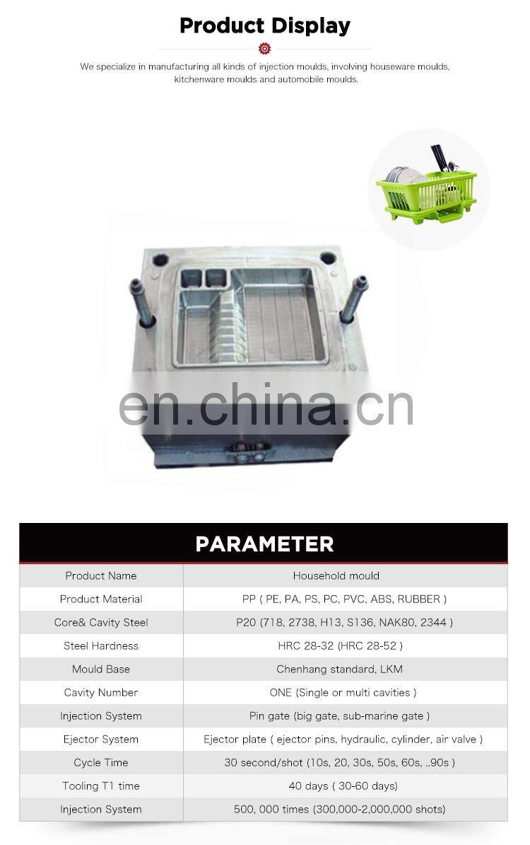 Fashion custom design dish drainer injection plastic kitchenware mold