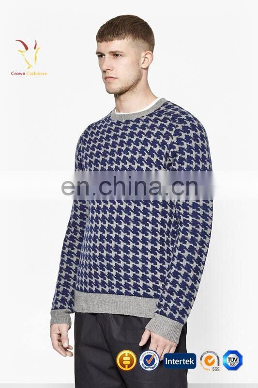 Mens fashion crewneck merino sweater stripe pullover