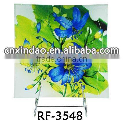 Wholesale New Designed Glass Pizza Plate and Salad Plate with Sqaure Shape for Promotion Glass Plate