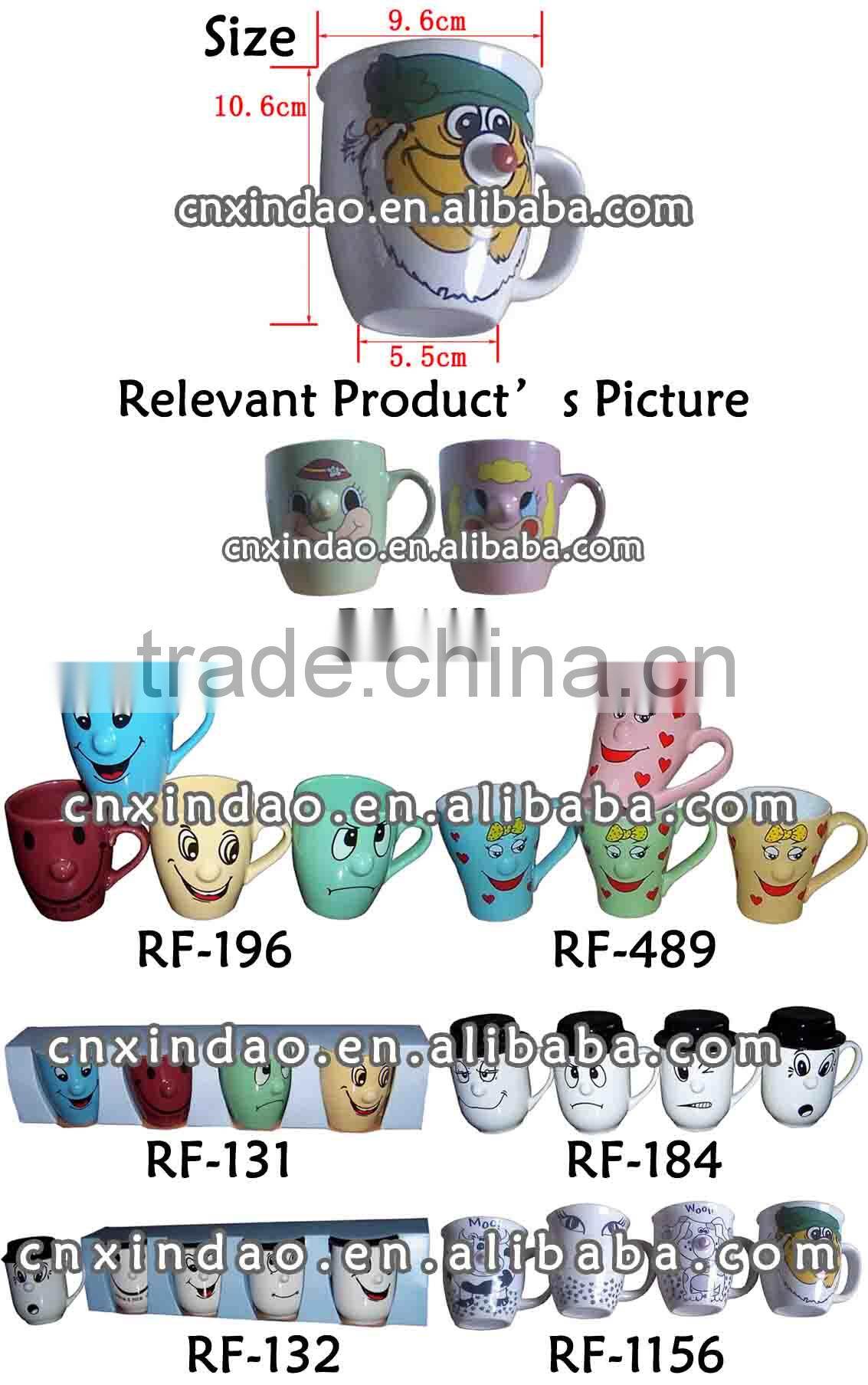 Belly Shape Glazed Ceramic Promotional Nose Mug for Disposable Kids Tea Mug