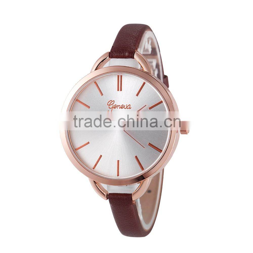 Small size strap band geneva lady leather watch wrist watch