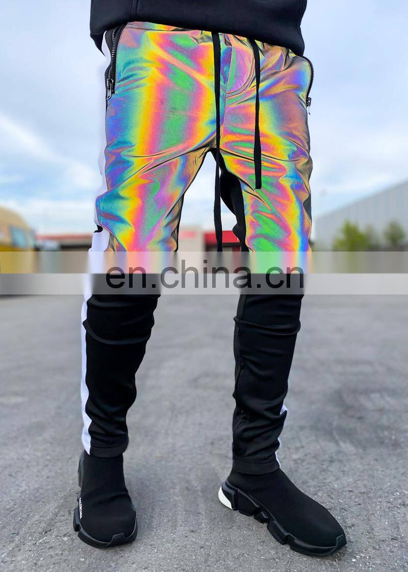New colorful reflective trousers Europe and the United States casual plus size hip-hop trousers colorful reflective pants