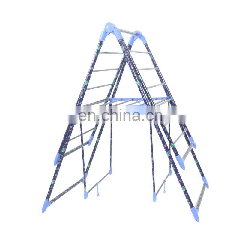 Outdoor lawn or indoor balcony foldable portable type orange yellow plastic aluminium alloy clothes drying rack