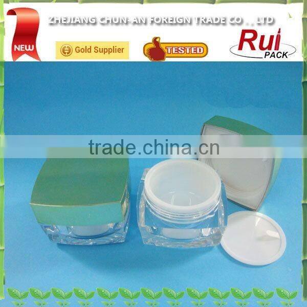 Good-looking cosmetic acrylic jar container with hand lid / luxury empty double layer jar container for personal care cream jar