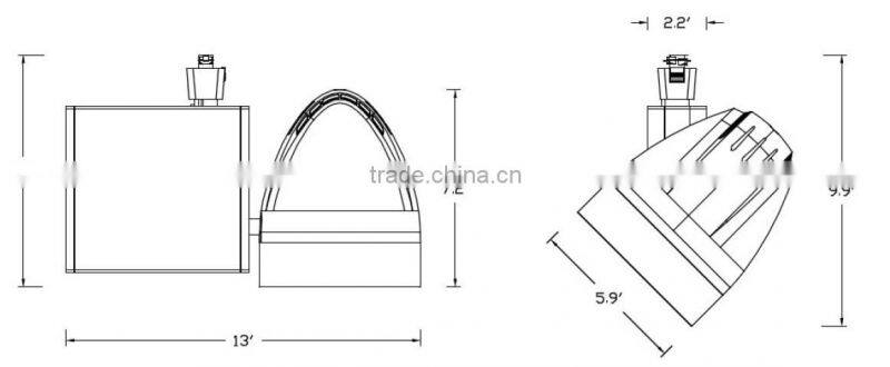High power led track lighting commercial lamp, AC120-277V, IP65, CRI>80, Meanwell driver for 5 year warranty