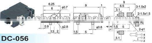 Universal male laptop dc power jack 2.5mm