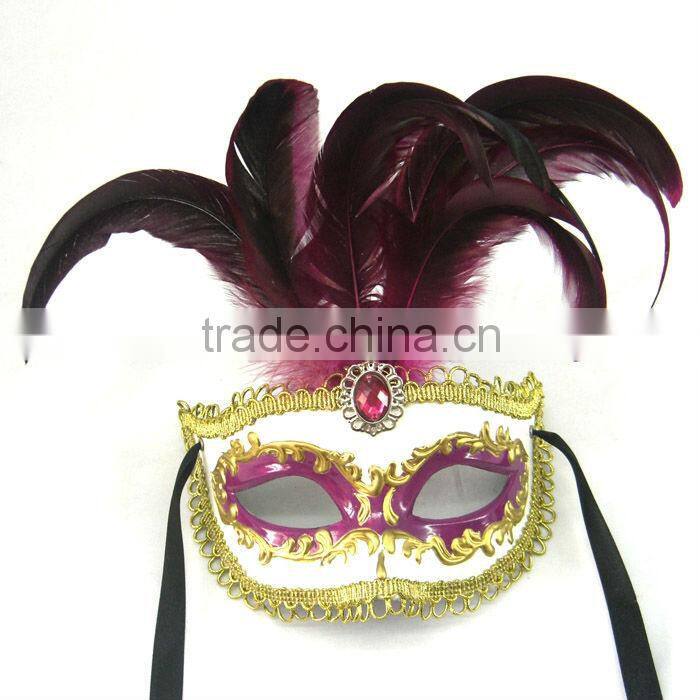 Hand Painted Mask For Easter With Feather Rhinestone Handmade