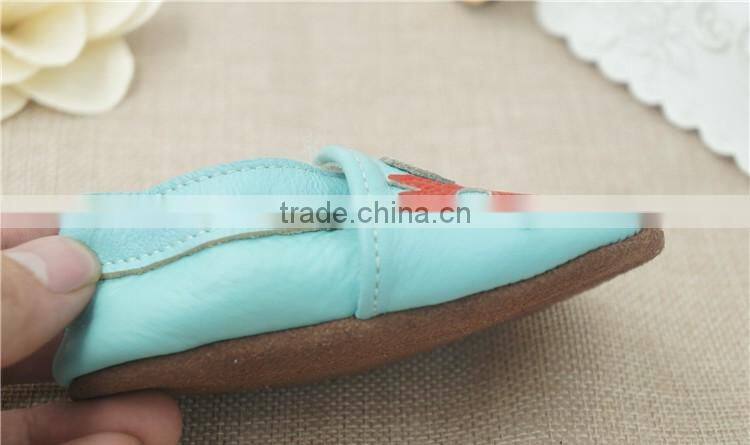 2016 Fashion Style Leather Shoes Crab Full Cowhide Infant Baby Shoes Blue Newborn Soft Bottom Prewalkers