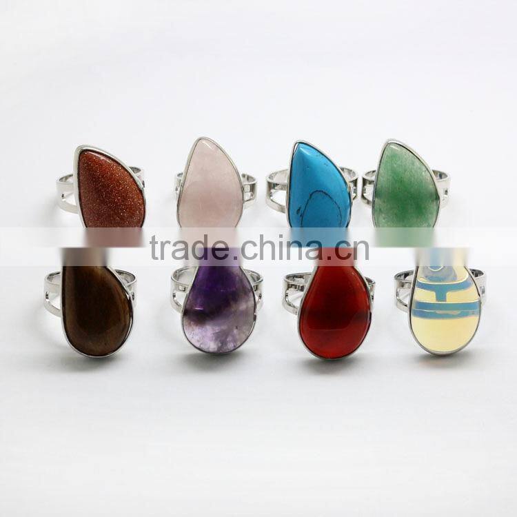 RG1008 Wire wrapped gemstone double terminated point rings,chakra healing crystal jewelry rings