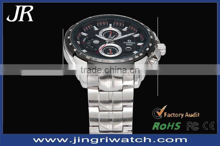Fashion cool man watches IP plating lumibous quartz water resistant watch with stainless steel back cover