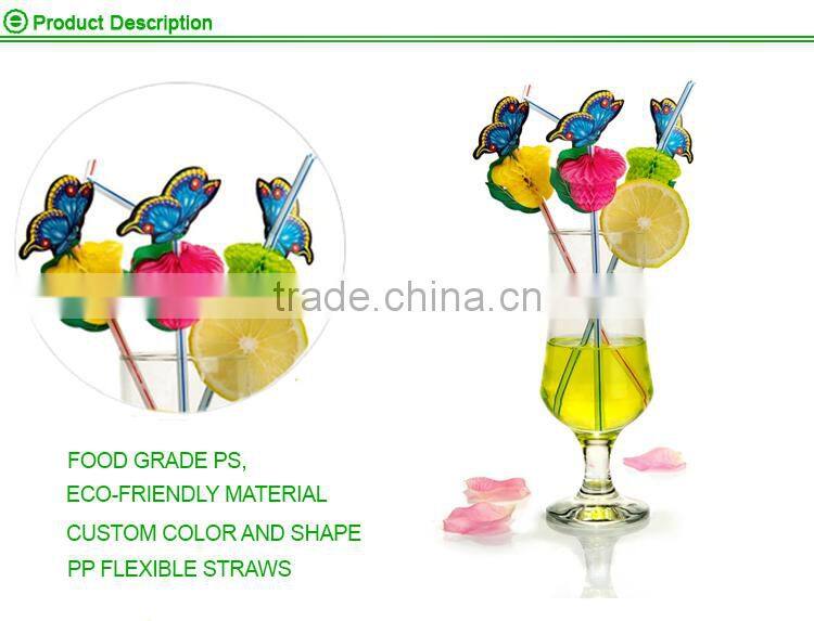 Modern hot sell fancy butterfly plastic drinking straw