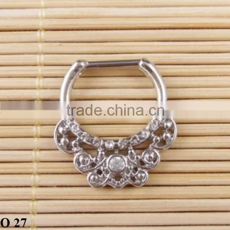 Gold Silver Plated fake septum Piercing Body Jewelry Hoop Nose Ring 2016 O 27