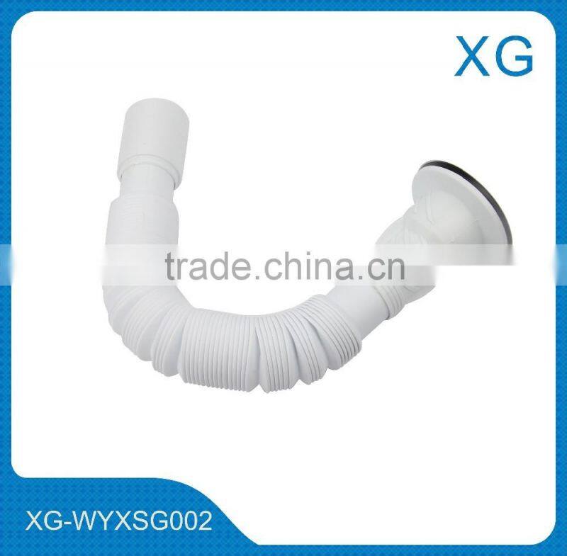 PP flexible basin waste hose/plastic sink drain hose with steel wire/pvc retractable hose for bathroom/chrome coated waste hose