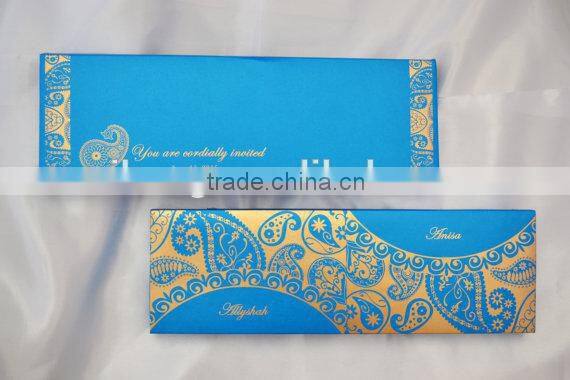 Peacock l theme Unique feather hotfoil gold in the box roya wedding invitation card