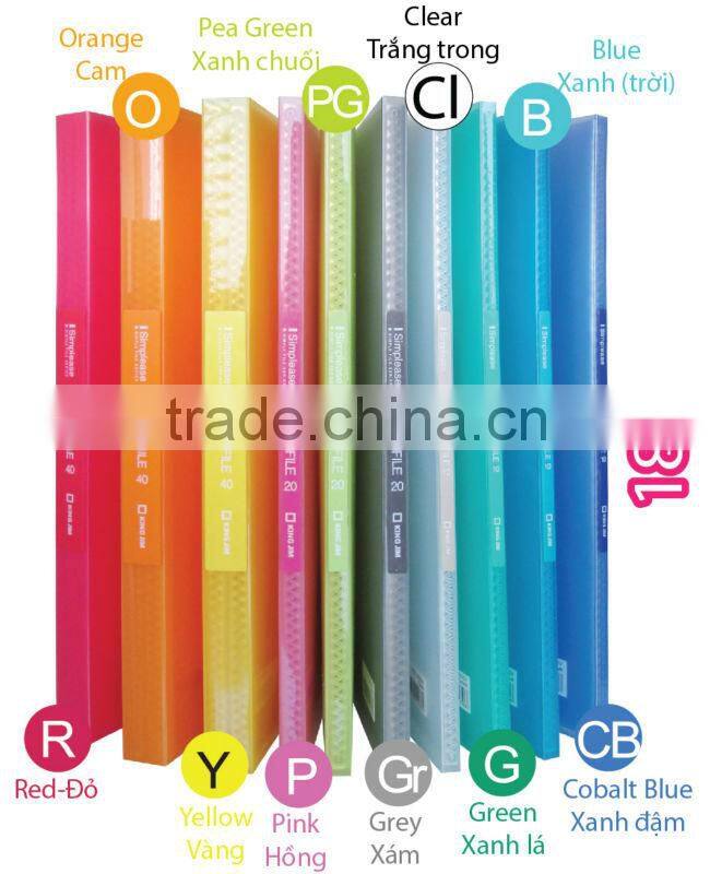 Clear File 186- PP film material with 10 bright colors
