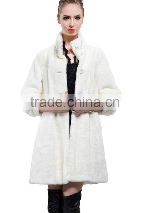 rex14034 white fashion real rex rabbit fur coat