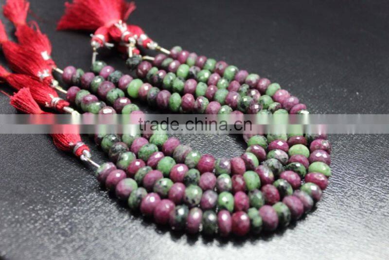 AAA QUALITY RUBY ZOISITE FACETED RONDELLE LOOSE GEMSTONE BEADS