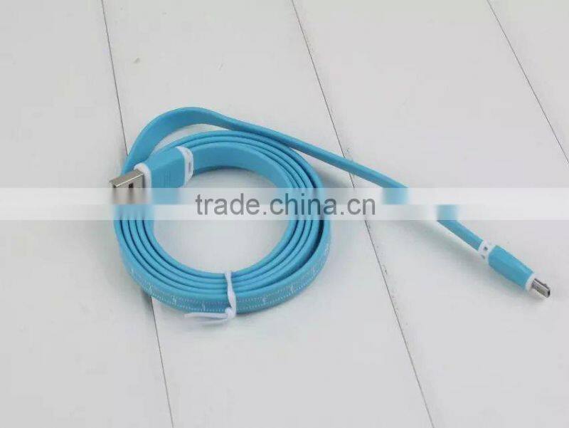 2015 Hot Selling Noodle Shape Micro USB Cable with Ruler Scale for Android Smart Phone