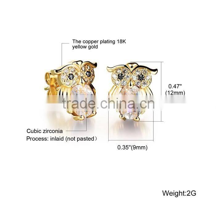 red CZ stone fashion jewelry 2016 owl women girl earring