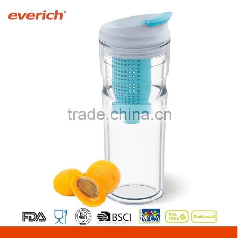 Wholesell custom flip top double wall plastic infuser tumbler