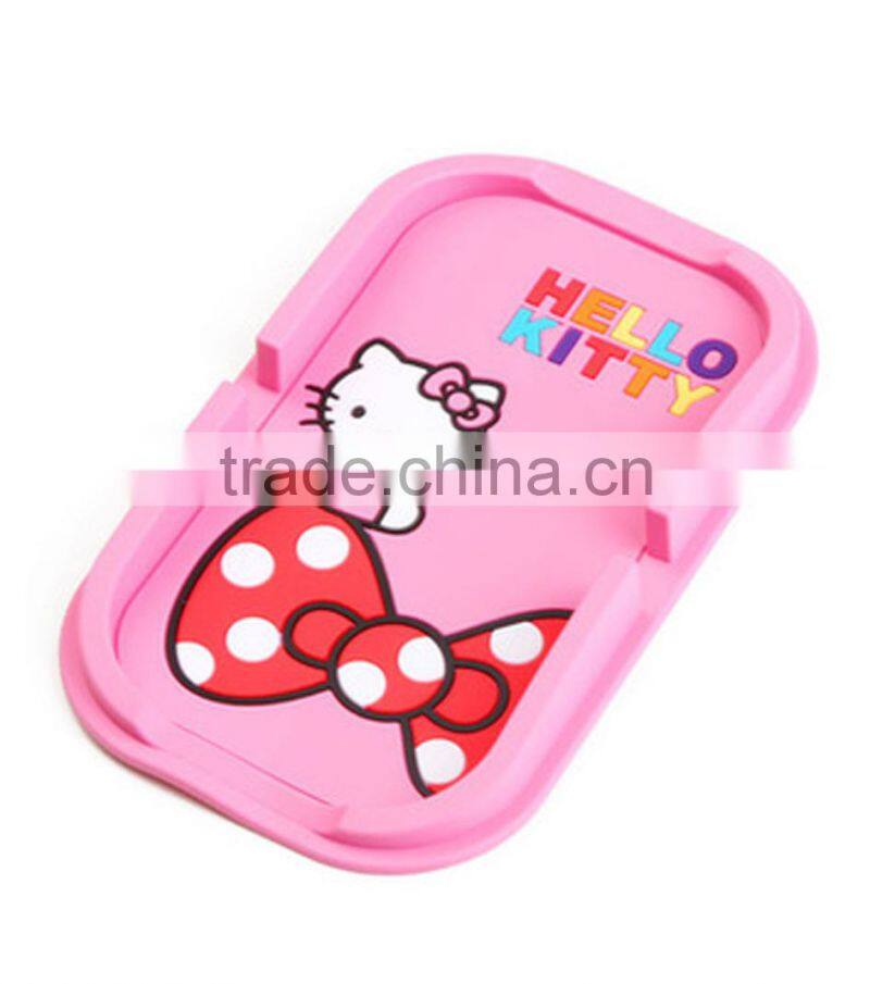 cute pink hello kitty car mount phone stand silicone holder anti-slip mat bottom