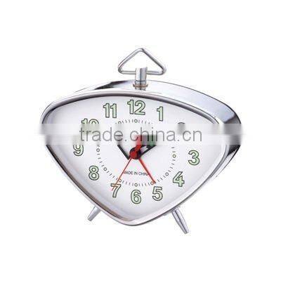 Triangle metal case mechanical alarm clock, decorative clock, table clock