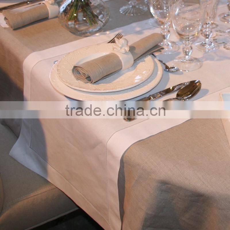 Ladder hemstitch white cotton table runner