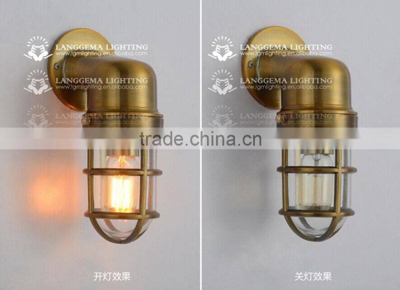 VINTAGE INDUSTRIAL LIGHT ALUMINIUM PENDANT WITH CAGE GLASS SHADE EDISON E27 wall lamp W144(99)