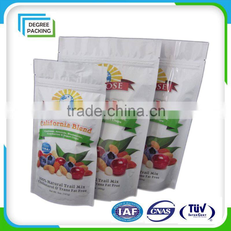 food grade rice paper stand up pouch/silk paper bag with window and zipper