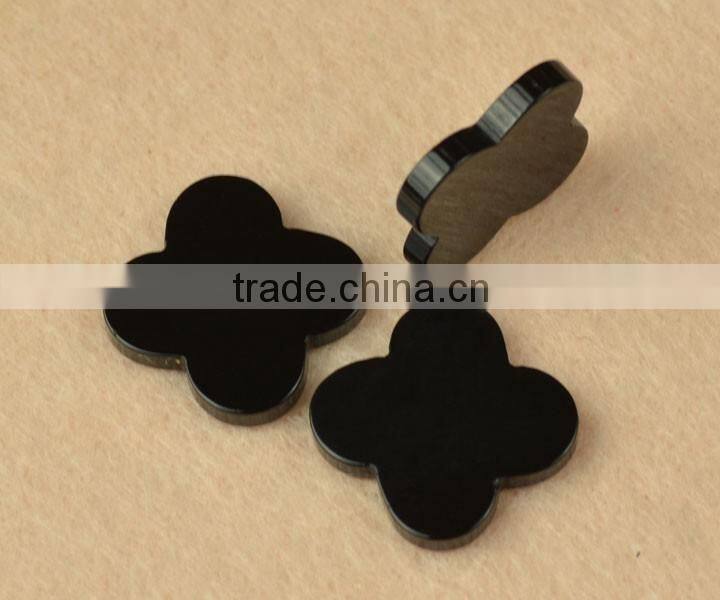 Hot Products Double Flat Polished Four Leave Clover Rough Synthetic Green Malachite Stone for sale