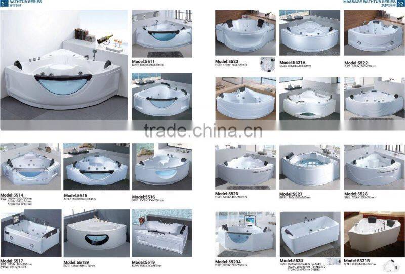 Crystal Pink Free Standing Triangle Two People Massage Arylic Bathroom Bathtub with Pillow