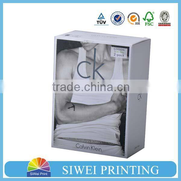 Customized underwear folding packaging paper box with clear window