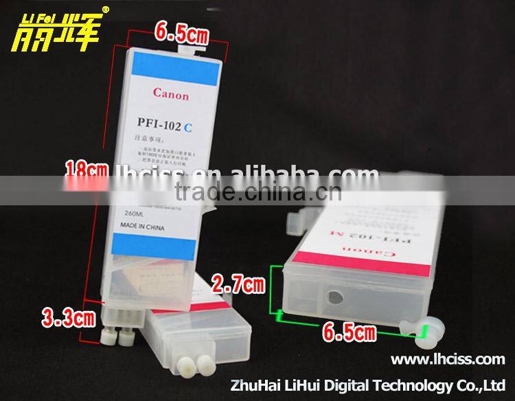 260 ml PFI 102 refill ink cartridge with chip for canon IPF-500 600 700 510 610 710 755 printer