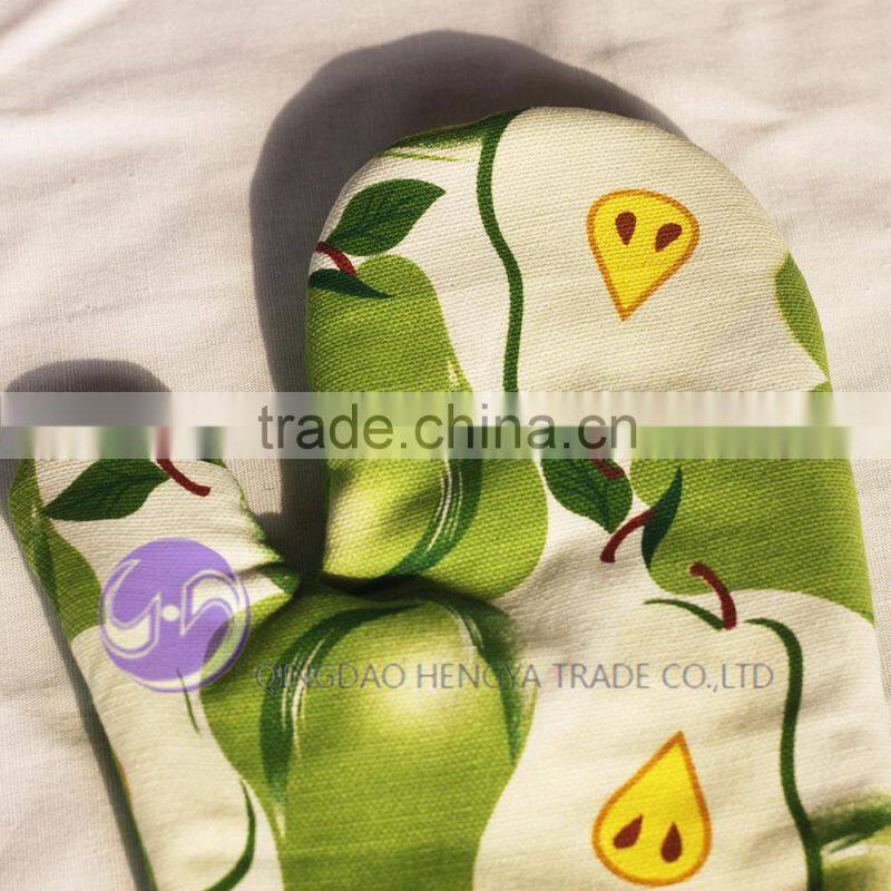 glove factory custom fruit printed cotton heat resistant cooking oven glove