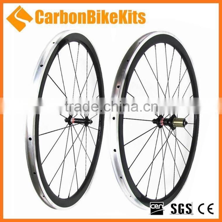 CW38C-A Alloy Braking Surface 700C Bicycle Carbon Wheelset 38mm road bike wheels clincher alloy