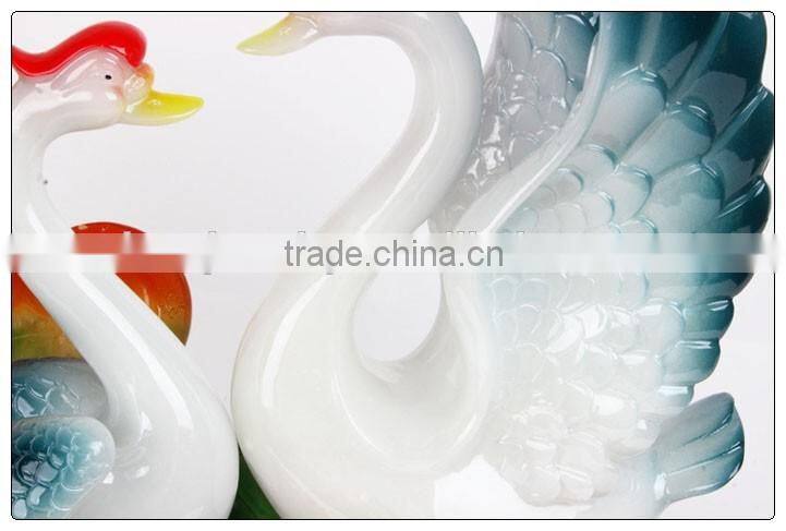 resin statue , lovey decoration with Luckly Swan , Love swan