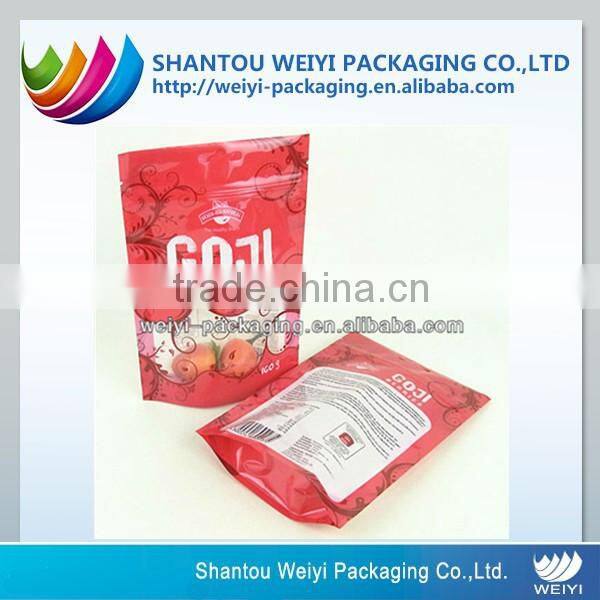 Stand up slide zip lock plastic packaging bag
