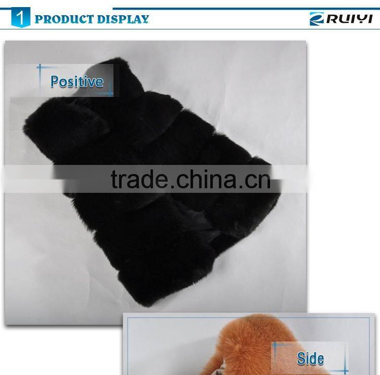 women fake fur vest jacket black