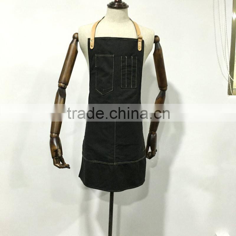 custom high quality black canvas apron for men