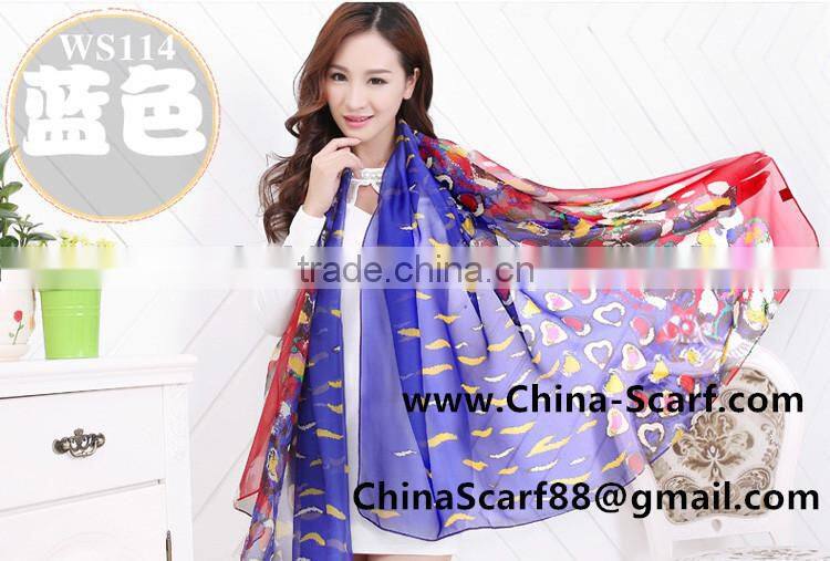 Beach patterned silk scarf wholesale