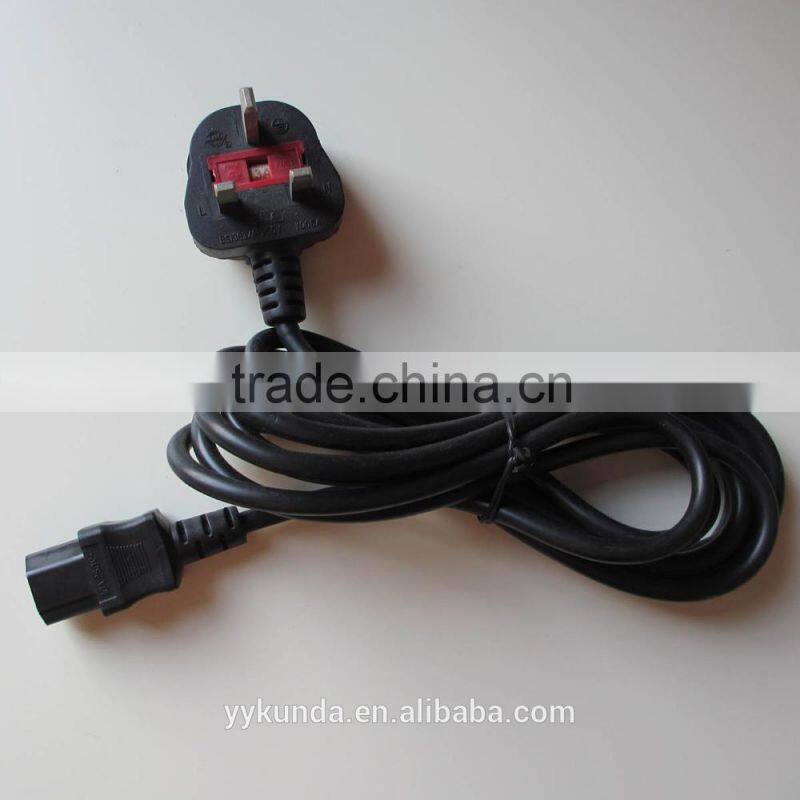 UK British Standard 3 prong power cord BS Power cord plug for home appliances