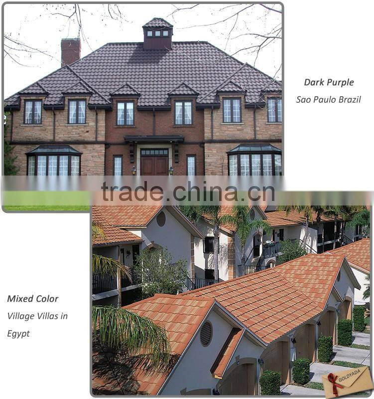 Guangzhou Color Roman Stone Coated Metal Roofing Sheets/Roman type stone coated aluminum roofing/colorful sand coated metal roof