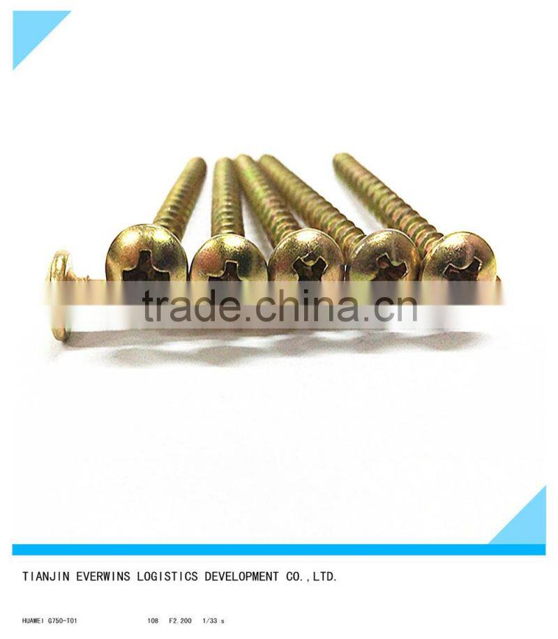 Flat head Brass plated screws Coarse thread Self tapping screws