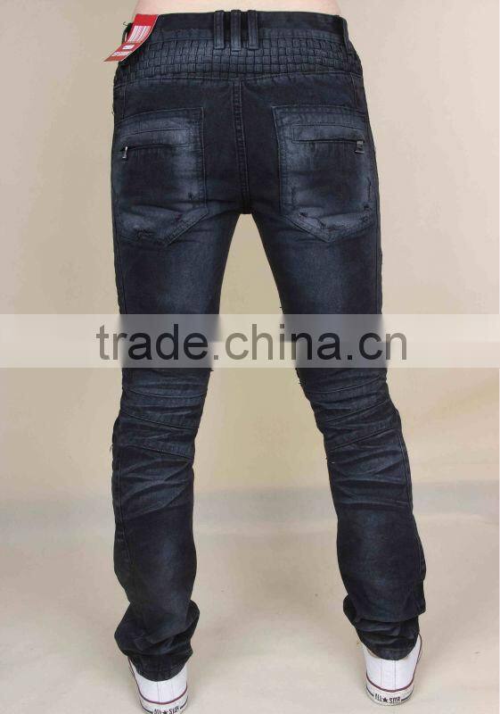 Hand made high quality black denim pants jeans denim jeans