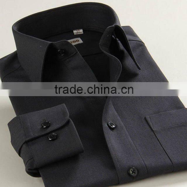 European style long sleeve latest design fashion brand business black 100% cotton herringbone men dress shirt