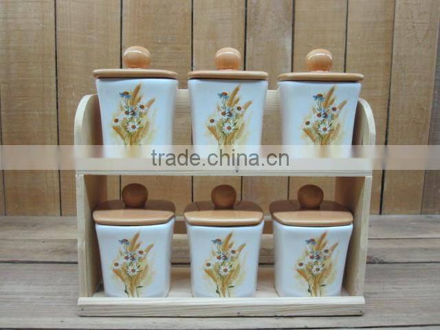 Decorative salt and pepper ceramic shaker and spice jars