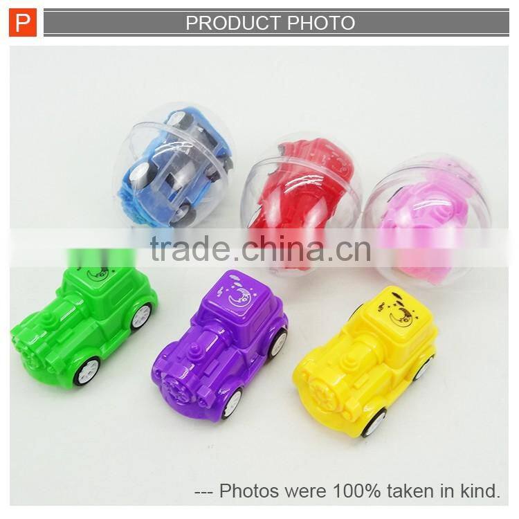 Plastic mini pull back car toy in capsule toys for promotion