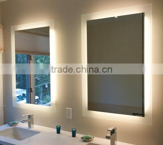 Modern style retail bathroom LED lighting wall LED mirror with demister pad