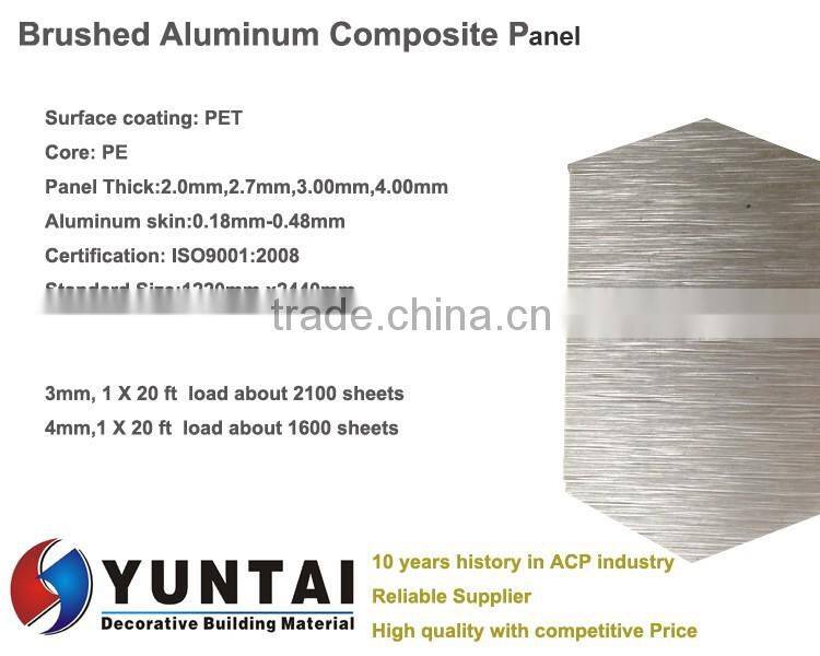 ceilling board use brushed finishes Aluminum Composite Panel ACM
